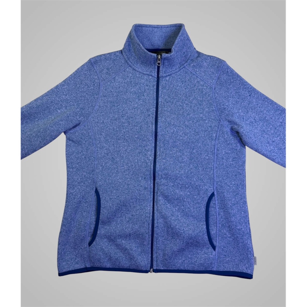 Eddie Bauer Womens Medium‎ M Blue Sweater Fleece Jacket Full Zip Periwinkle Marl - Picture 3 of 14